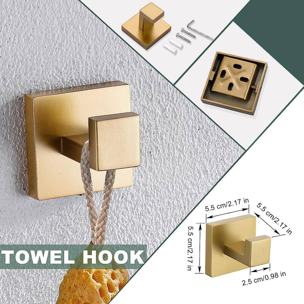 Brushed Gold Stainless Steel 4-Piece Bathroom Hardware Set