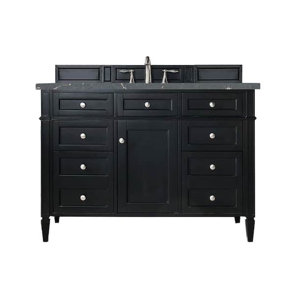 James Martin Vanities Brittany 48.0 in. W x 23.5 in. D x 34.0 in. H Bathroom Vanity in Black Onyx with Parisien Bleu Silestone Quartz Top
