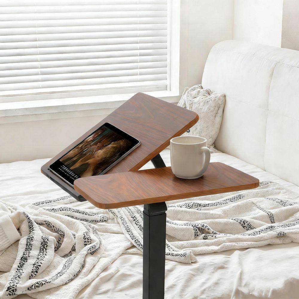 Wonder Desk WONDER COMFORT Multifunctional 24.2 in. Brown Mobile Rolling Laptop ...