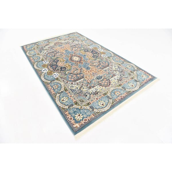 Narenj Collection Area Rug - Glasgow (5 ft. 3 in. x 8 ft. Rectangle Blue/Black)