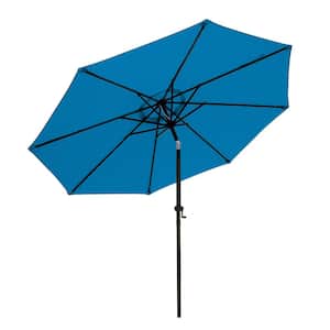 9 ft. Aluminum Market Umbrella Patio Umbrella with Push Button Tilt/Crank for Garden, Lawn & Pool in Royal Blue