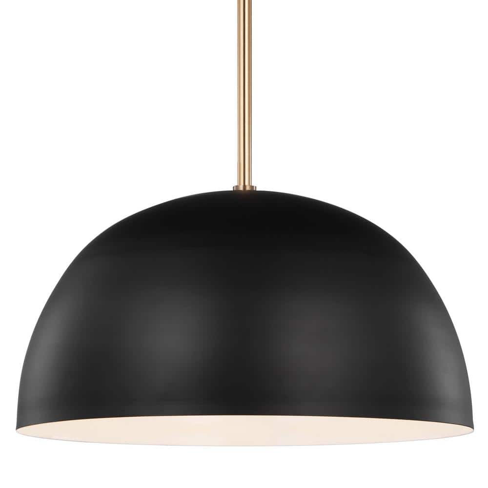 Ivan Midnight Black Steel Drum Pendant Light with Adjustable Height