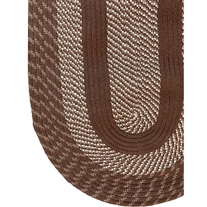 Newport Braid Collection Brown 42 in. x 66 in. Oval 100% Polypropylene Reversible Area Rug