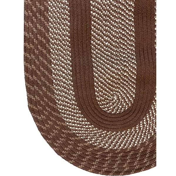 Newport Braid Collection Brown 20" x 48" x 48" L-Shape 100% Polypropylene Reversible Area Rug