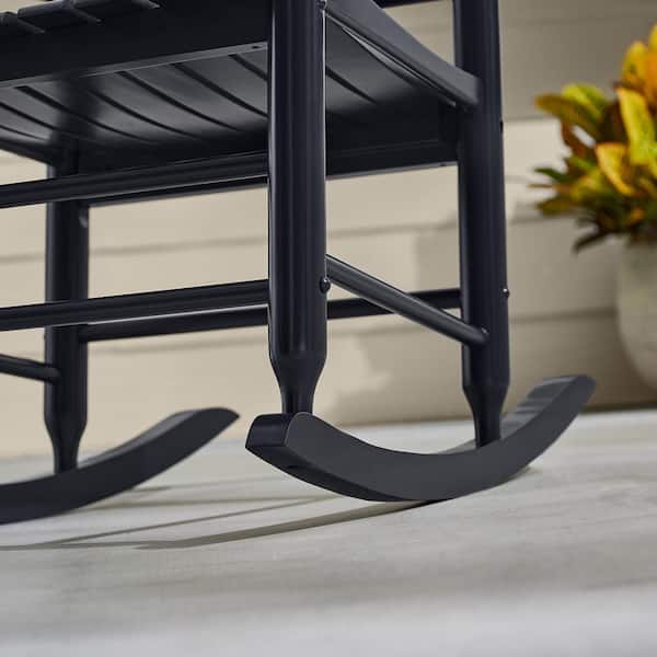 Hampton Bay Patio Black Wood Outdoor Rocking Chair Rocker-03 - The Home ...