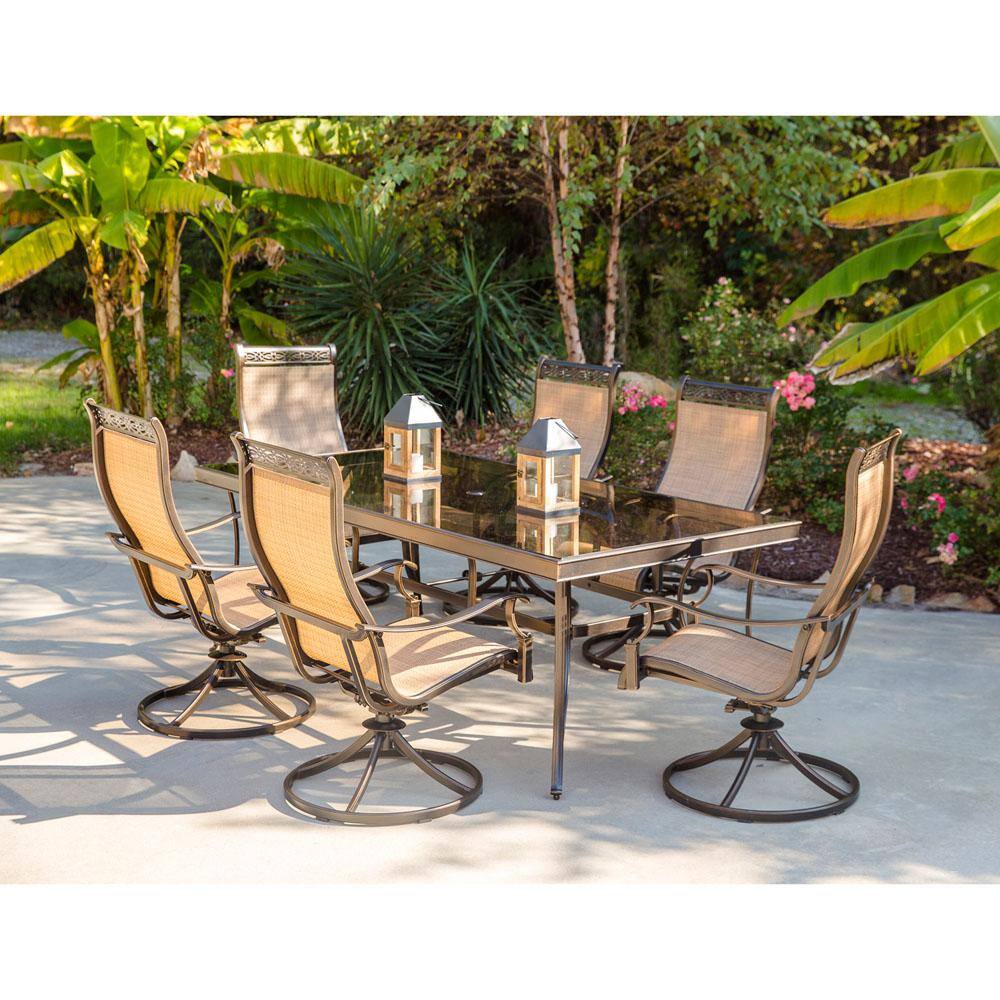 Monaco Tan and Bronze Aluminum 7-Piece Outdoor Dining Set
