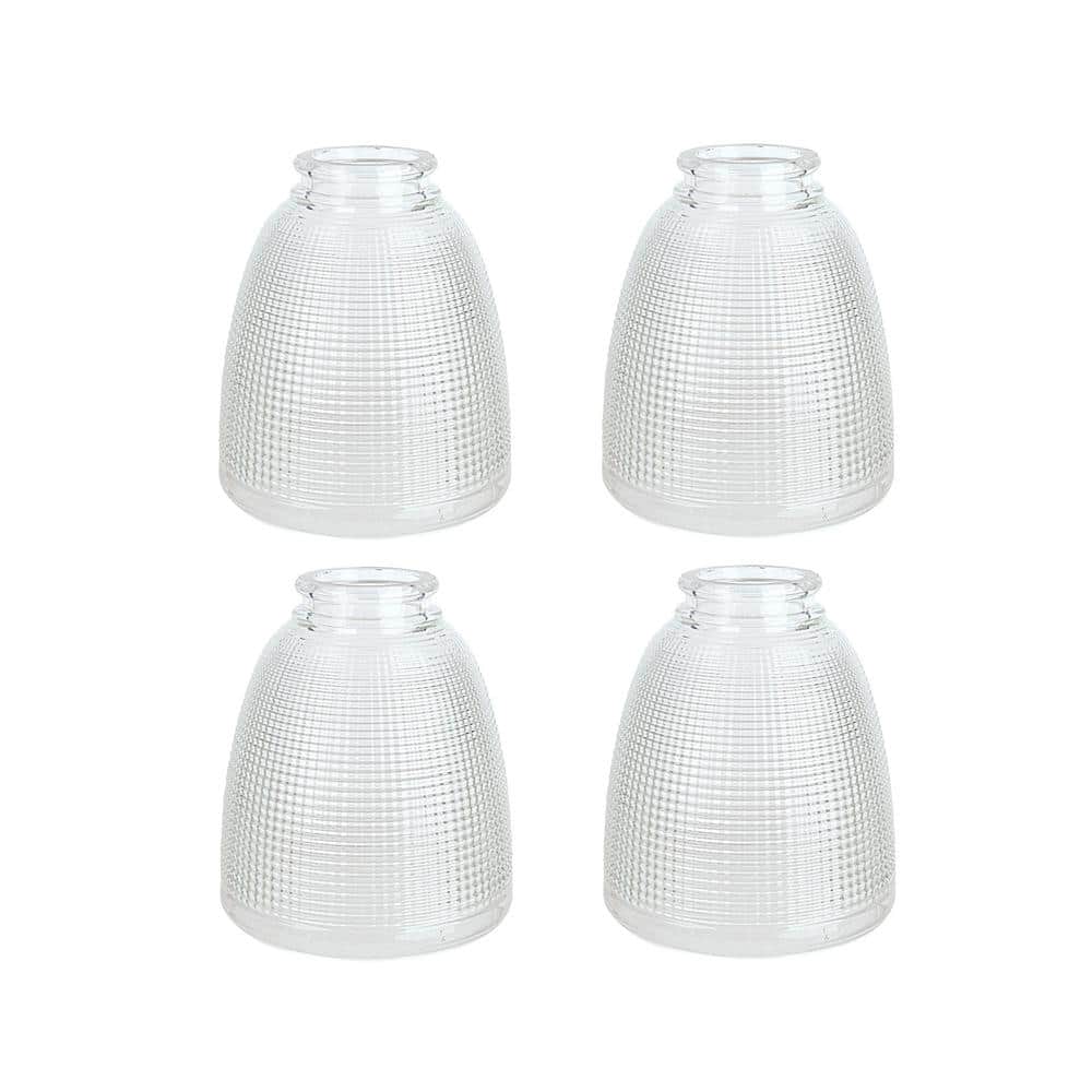 Mini Clear Glass Bell Shades with Grid Pattern, 4 Pack