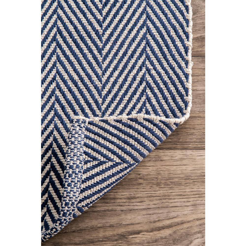 Handmade Navy Stripe Cotton 4' x 6' Reversible Area Rug