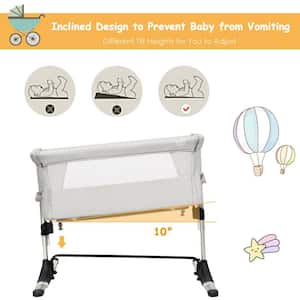 Beige Portable Baby Bed Side Sleeper Bassinet Crib with Carrying Bag