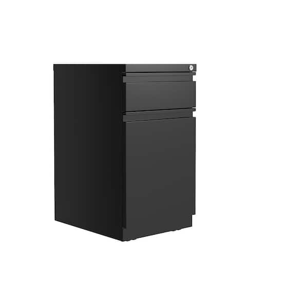 Hirsh 20 in. D 2-Drawer Black Metal Letter Width 15 in. W Mobile Pedestal File Cabinet with XL Backpack Drawer
