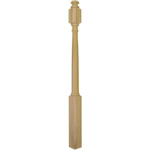 Stair Parts 4940 48 in. x 3 in. Unfinished Poplar Mushroom Top Newel Post for Stair Remodel