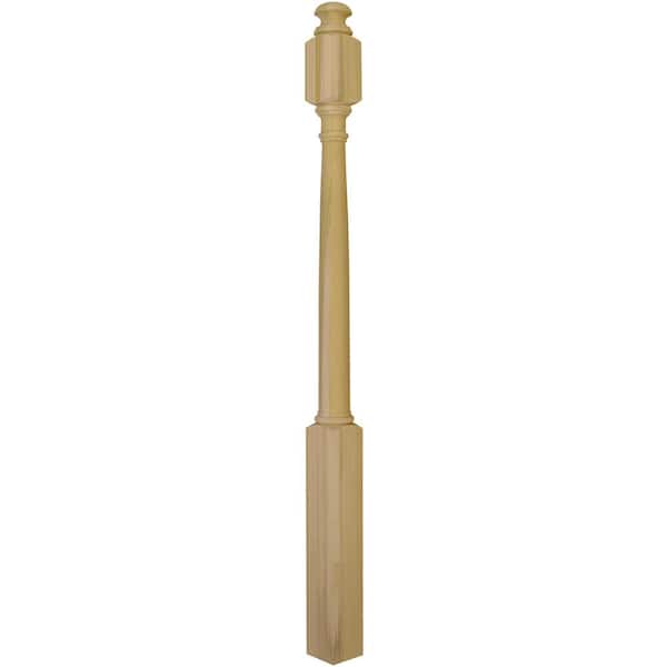 EVERMARK Stair Parts 4940 48 in. x 3 in. Unfinished Poplar Mushroom Top Newel Post for Stair Remodel