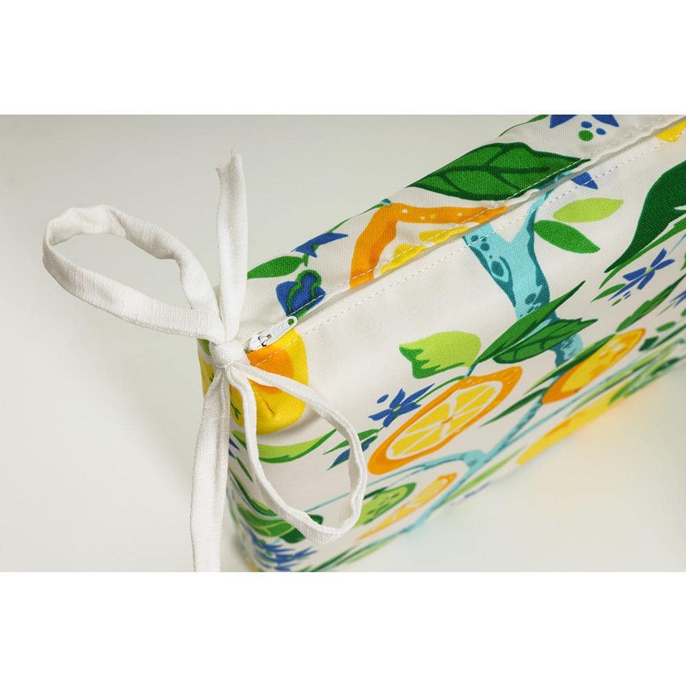 Lemon Tree Yellow and Green Square Corner Seat Cushions, Set of 2