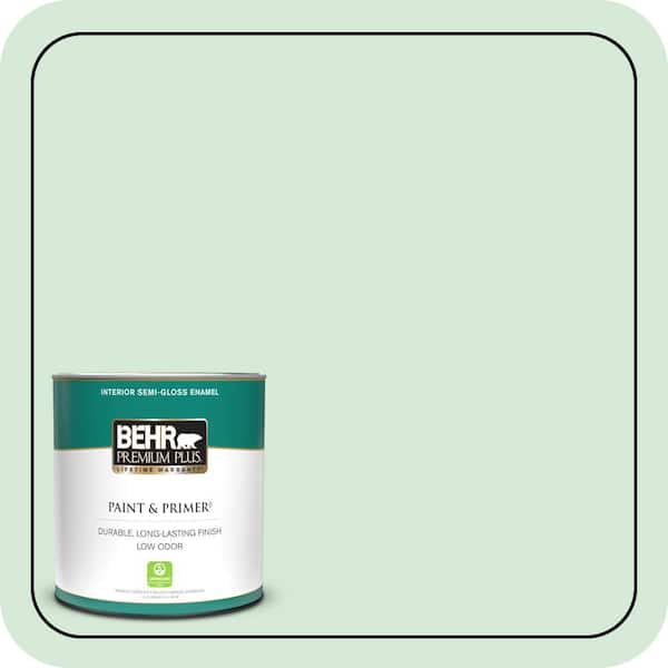BEHR PREMIUM PLUS 1 qt. #M410-1 Jade Mist Semi-Gloss Enamel Low Odor Interior Paint & Primer
