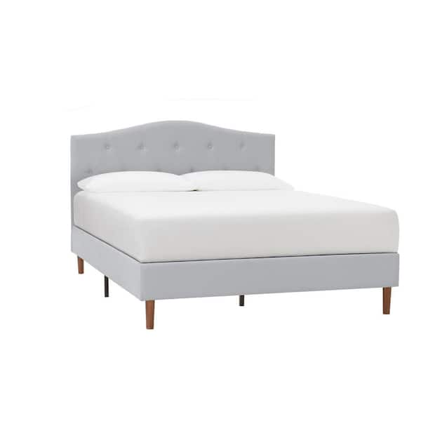 StyleWell Plumridge Raindrop Blue Upholstered King Bed with Tufted Curved Back (77.2in W. X 38.60 in H.)