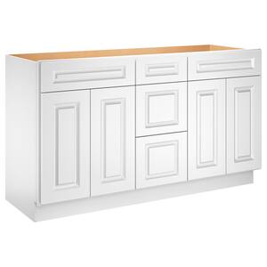 Newport 60-in W X 21-in D X 34.5-in H in Raised PanelWhite Plywood Ready to Assemble Floor Vanity Base Kitchen Cabinet