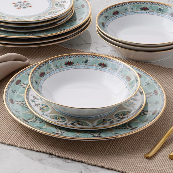 Noritake Serene Garden 12-Piece (Green) Porcelain Dinnerware Set