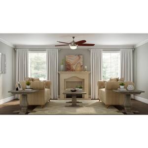 Breezemore 56 in. Indoor LED Brushed Nickel Ceiling Fan with Light Kit, Downrod, DC Motor and Remote Control