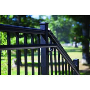 Satin Black 36 in. Aluminum Stair Panel Rail Kit with Square Balusters and Brackets