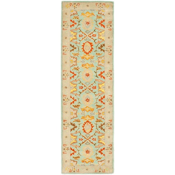 SAFAVIEH Heritage Light Blue/Ivory 2 ft. x 18 ft. Border Runner Rug