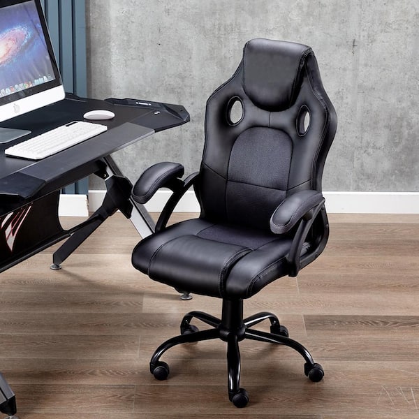 Sports Executive Office Chair Racing Gaming Swivel PU Leather Computer Desk Grey 