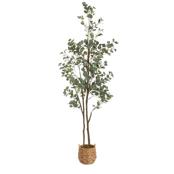Eudora 8 ft. Artificial Eucalyptus Tree in Natural Natural Material Pot
