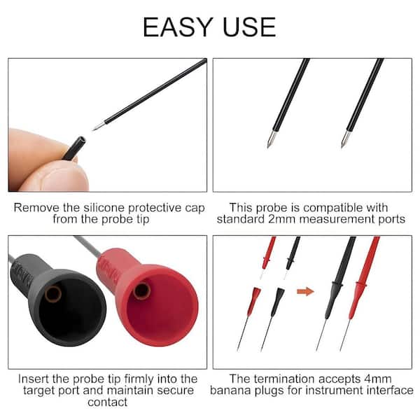 EKIEUDL 4-Piece Series 2mm Extended Needle Probes 600V 10A