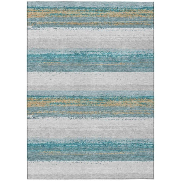 Chantille Machine Washable Indoor/Outdoor Abstract ACN2707 Teal 3 ft. x 4 ft. Area Rug