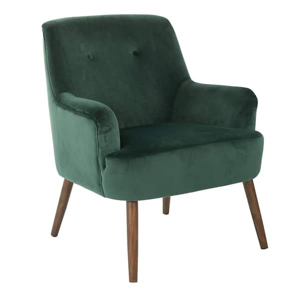 OSP Home Furnishings Chatou Emerald Green Fabric Chair with Cordovan Legs