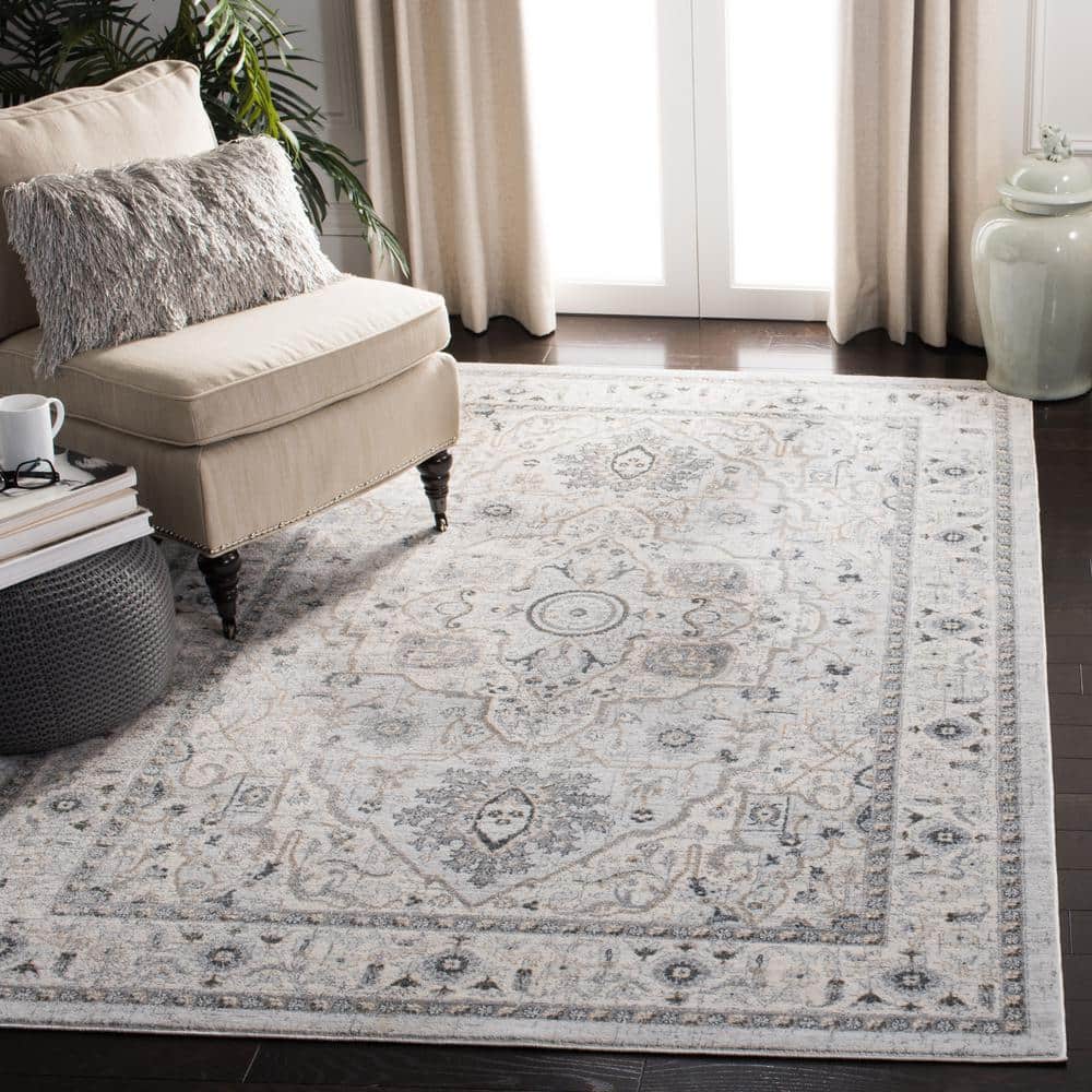 Isabella Light Grey Synthetic 8' x 10' Stain-Resistant Area Rug