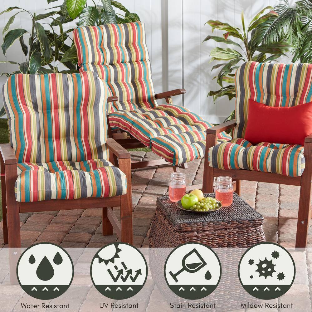 Sunset Stripe 42" Outdoor Tufted Chair Cushion Set in Fade-Resistant Polyester
