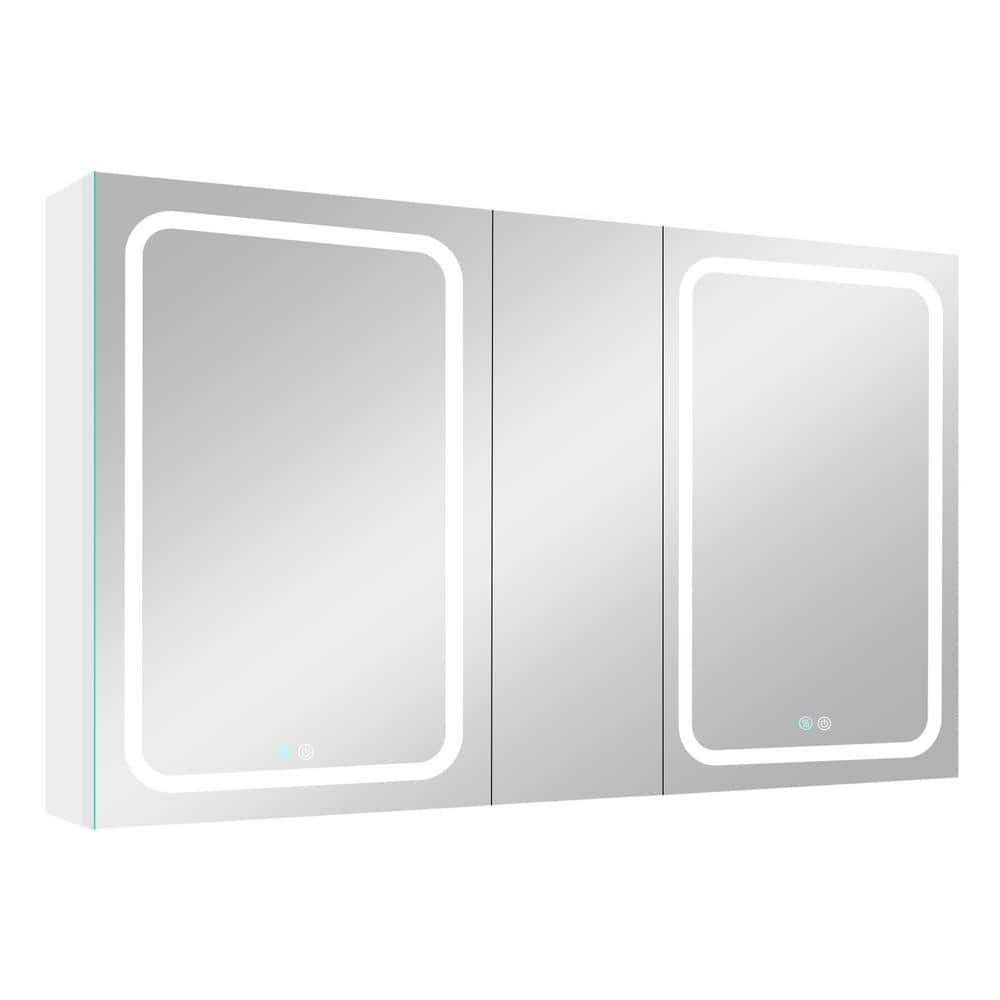 50 in. W x 30 in. H Rectangular Aluminum Medicine Cabinet with Mirror