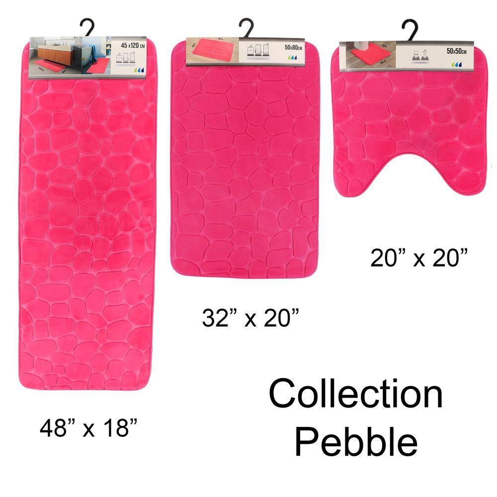 Pink Memory Foam Cobble Stone Bath Mat 32" x 20"