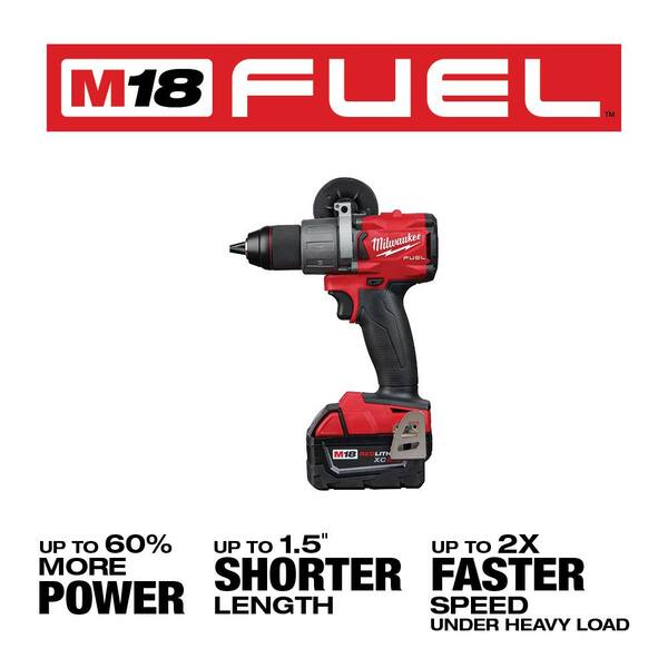Milwaukee - M18 FUEL 18V Lithium-Ion Brushless Cordless 1/2 in. Drill / Driver Kit W/(2) 5.0Ah Batteries, Charger, and Hard Case