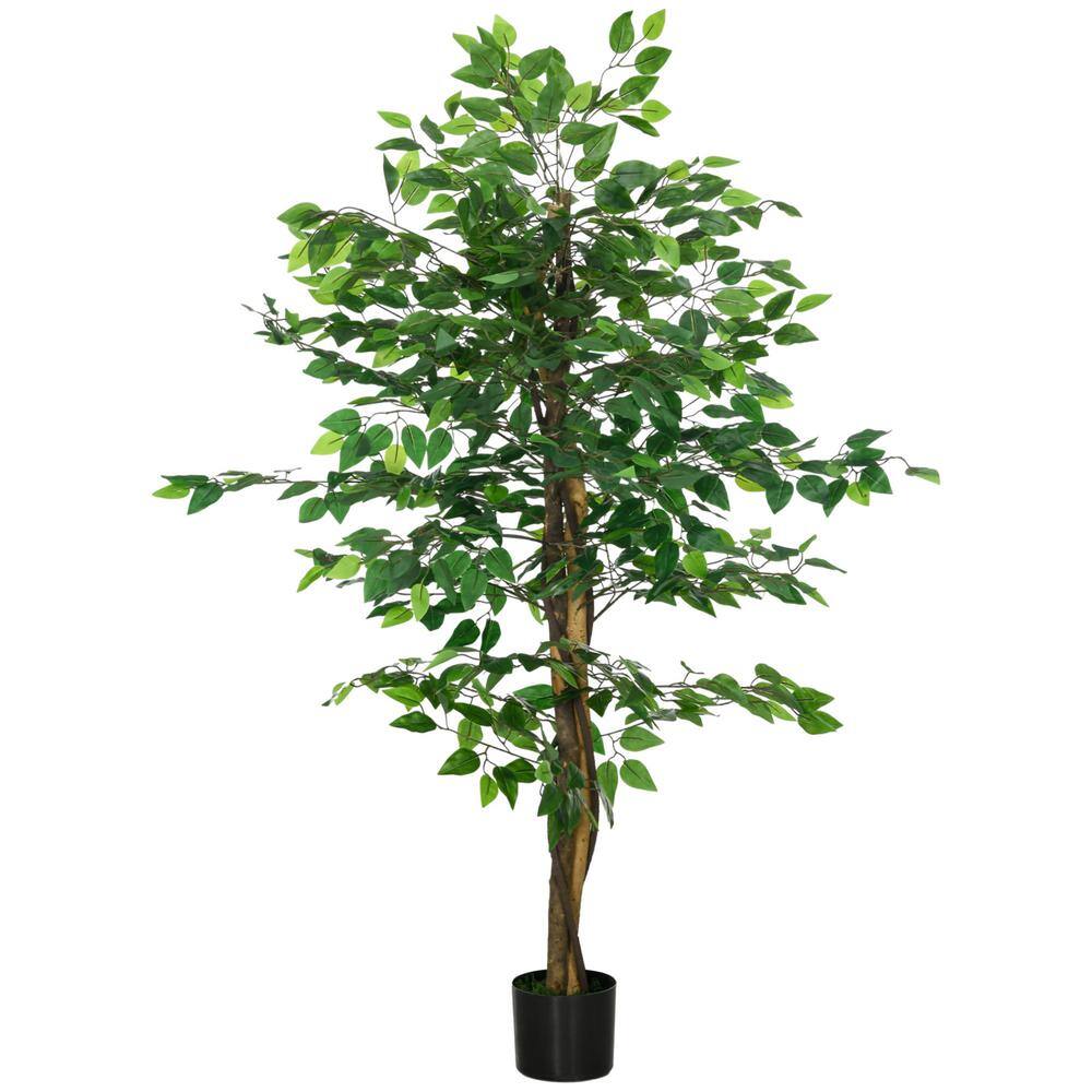 59 in. Artificial Green Indoor Fiddle Leaf Tree with Pot