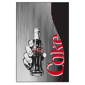 Black/Red 3 ft. x 5 ft. Washable Man Cave Bedroom Coca-Cola Vintage Poster Logo Non-Slip Area Rug