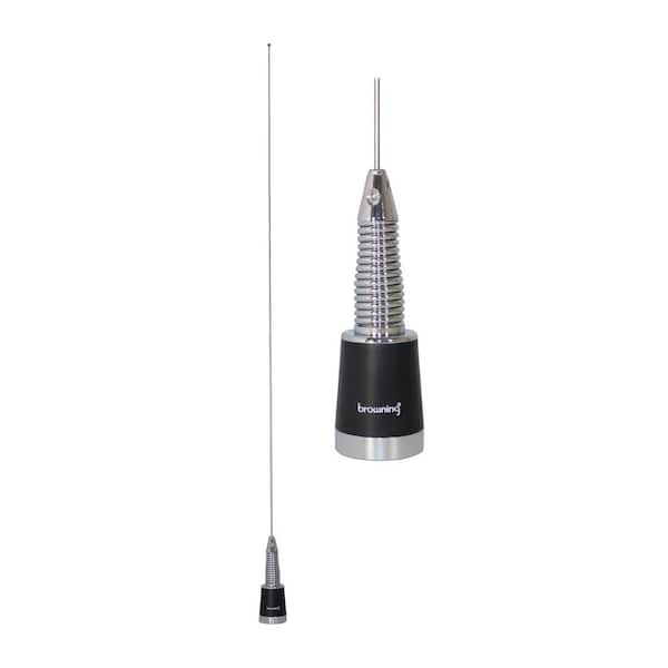 200-Watt Pretuned Wide-Band 144 MHz to 174 MHz 2.4-dBd-Gain VHF Silver Antenna with Spring and NMO Mounting