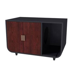 Dyad Wooden Cat Litter Box Large in Mocha Walnut