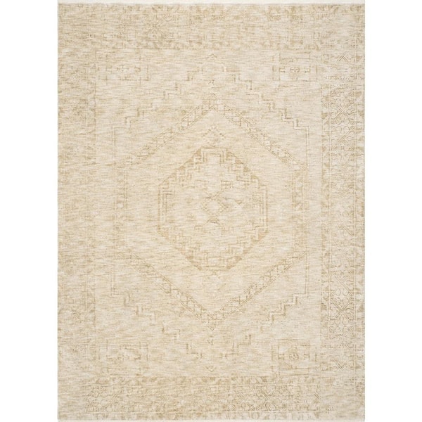 nuLOOM Laney Distressed Medallion Fringe Peach 5 ft. x 6 ft. Area Rug