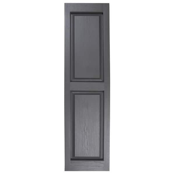 14.5 in. W x 74.5 in. H Polypropylene Gray Raised Panel Exterior Shutters