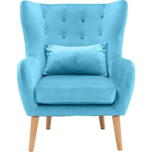 Teal Velvet Wingback Accent Chair