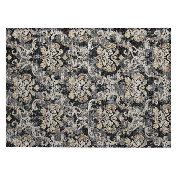 Chantille Machine Washable Indoor/Outdoor Abstract ACN3167 Black 2 ft. x 3 ft. Accent Rug