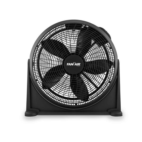 20 in. 3-Fan Speeds High-Performance Floor Fan in Black with 5-Wing Fan Blade