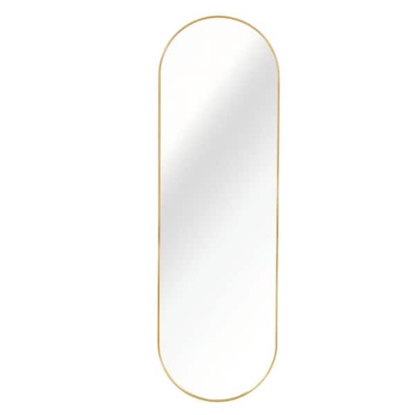 Gold 20 in. W x 60 in. H Decorative Mirror Oval Metal Aluminum Full Length Mirror Vanity Mirror for Living Room