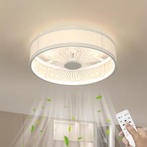 20 in. Smart Indoor Black Low Profile Standard Flush Mount Ceiling Fan Light with Integrated LED with Remote for Bedroom