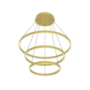 Cerchio 32-in 1 Light 188-Watt Brushed Gold Integrated LED Chandelier