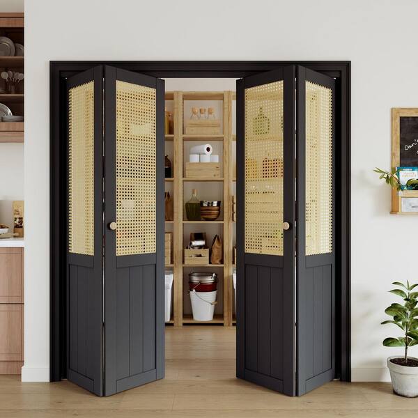 ARK DESIGN 72 in. x 80 in. Paneled Solid Core Black Finished MDF