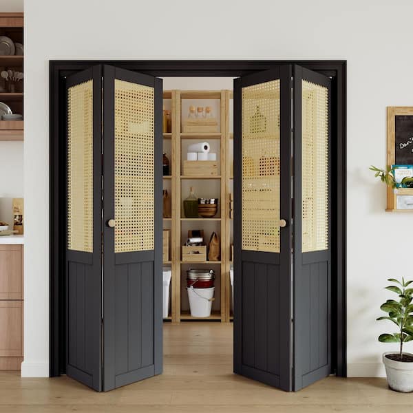 ARK DESIGN 72 in. x 80 in. Paneled Solid Core Black Finished MDF