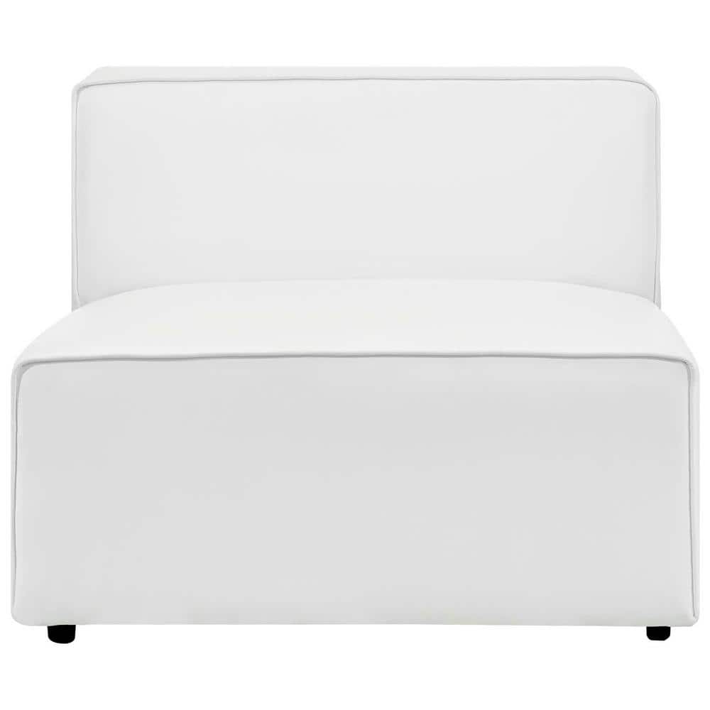 Mingle White Vegan Leather Armless Chair with Plastic Legs