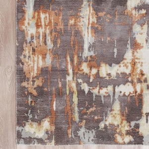 8 X 10 Brown and Tan Abstract Area Rug